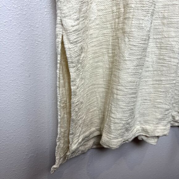 AMENTE Lagenlook Midi Dress Size M/L Linen Cotton Oatmeal Beige Relaxed Pockets - Picture 4 of 11